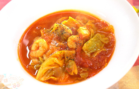 「土曜はナニする」春キャベツのピリ辛トマトスープ